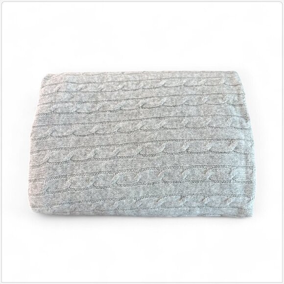 Ralph Lauren Heather Gray Cable Knit 100% Cashmere Throw Blanket 60 x 60 NWT NEW - Picture 4 of 5